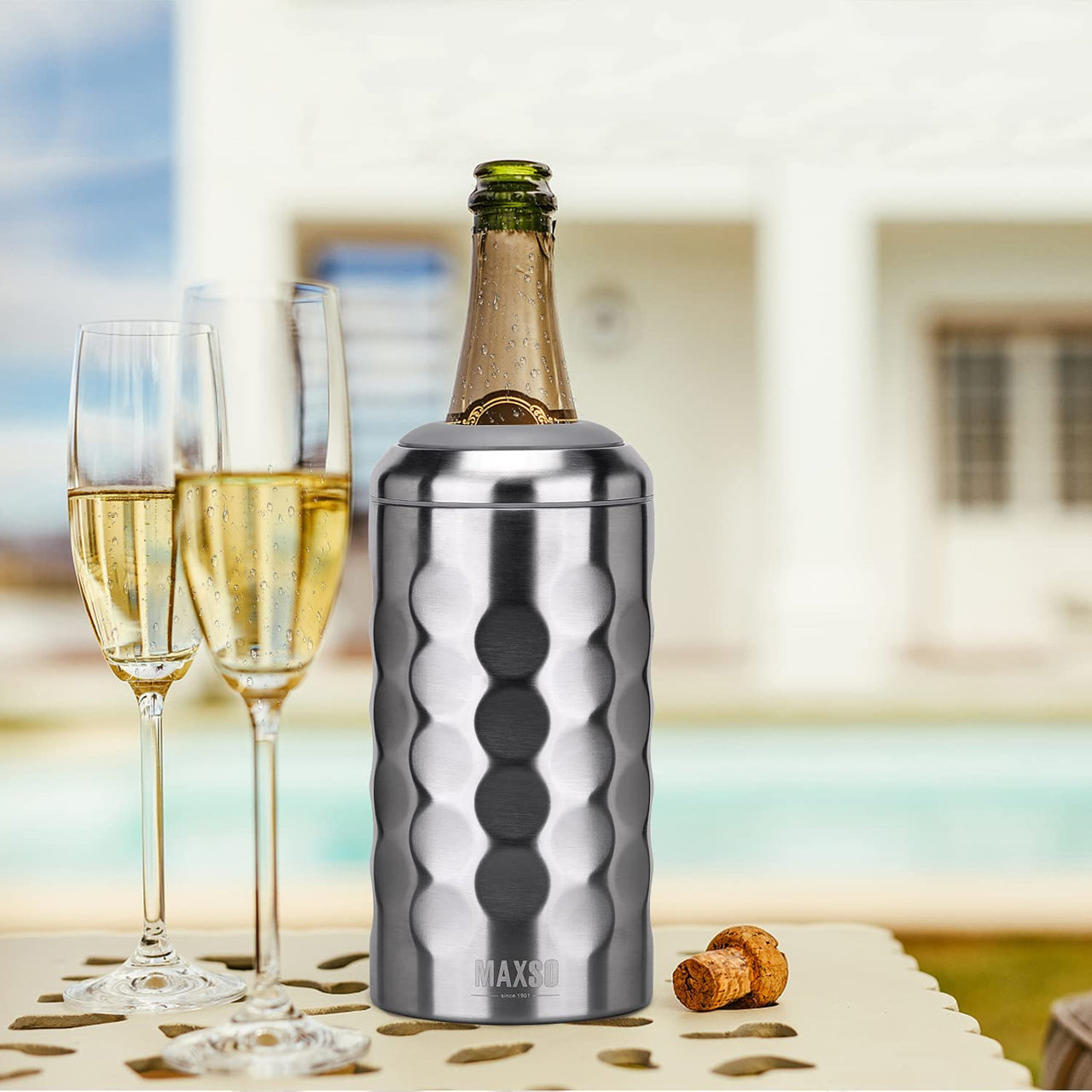 Wine Chiller Single Bottle Stainless Steel Iceless Cooler Insulated Wine Bottle Keep Wine Cold up to 6 Hours Fits Most Wine Bottles Gift for Wine Lovers Rapid and Portable