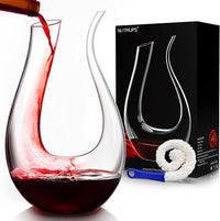 Thumbnail for Decanters for Wine,  Red Wine Decanter, Lead-Free Wine Decanters, U Shape Wine Decanter, Hand Blown Wine Decanters and Carafes, U Shape Design, 1.5L, Clear