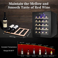 Thumbnail for 20 Bottle Wine Cooler Refrigerator- Freestanding Wine Cellar for Red, White, Champagne or Sparkling Wine, Quiet Operation Compressor Wine Fridge Digital Temperature Control Fridge Glass Door Black