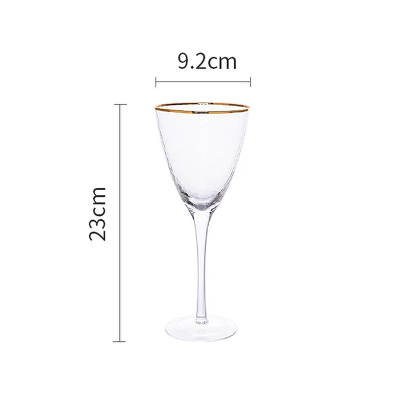 Lon-Plated Hammered Gold-Rimmed Glass Wine Glass Lead-Free Glass Champagne Glasses Cocktail Glass Wine Cup Drinkware Supply