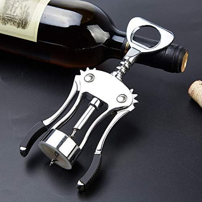 Wing Corkscrew, Premium Wine Opener with Bottle Stopper,Multifunctional Corkscrew Wine Cork Opener Bottler Opener Remover for Home, Kitchen,Restaurant,Party and as Gift,Black