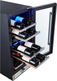 Thumbnail for 29 Bottle Compressor Wine Cooler Refrigerator, 15 Inch Wine Fridge Freestanding Dual Zone for Home, Kitchen and Bar, Digital Temperature Control