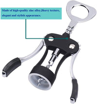 Thumbnail for Wing Corkscrew, Premium Wine Opener with Bottle Stopper,Multifunctional Corkscrew Wine Cork Opener Bottler Opener Remover for Home, Kitchen,Restaurant,Party and as Gift,Black