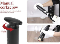 Thumbnail for Manual Wine Bottle Opener Portable Corkscrew with Foil Cutter, Vacuum Stopper, and Wine Aerator Pourer, 4-In-1 Waiter Corkscrew for Wine Lover (Black - Manual)