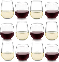 Thumbnail for Stemless 12-Piece Wine Glass Party Set for Red and White Wines