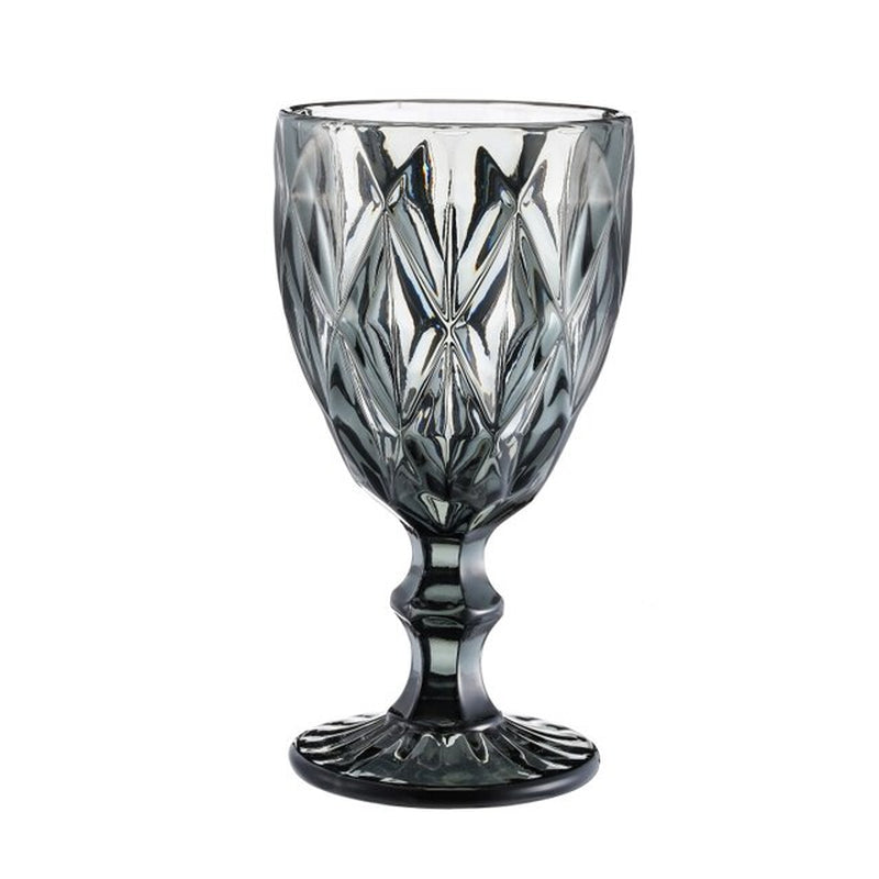 Retro Colored Wine Glasses Drink Water Cup with Multi-Color Diamond Pattern Goblet Glass