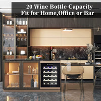 Thumbnail for 20 Bottle Wine Cooler Refrigerator- Freestanding Wine Cellar for Red, White, Champagne or Sparkling Wine, Quiet Operation Compressor Wine Fridge Digital Temperature Control Fridge Glass Door Black