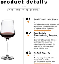 Thumbnail for Crystal Wine Glasses,Universal Red Wine Glass Set of 2,Wine Glasses 24 Oz,Bordeaux Glasses, Premium Crystal Glass for White and Red Wine, Great Gift for Any Occasion