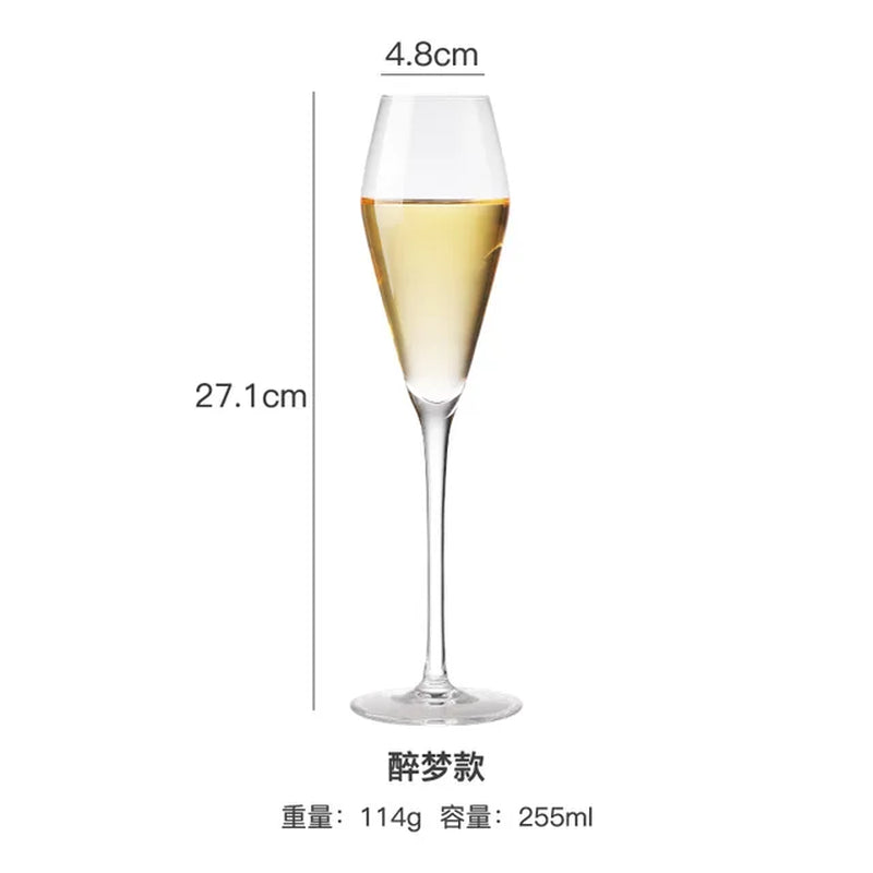 2Pcs Goblet Champagne Glass Unleaded Crystal Wine Glass Cup Sweet Wine Glass Sparkling Wine Glass Bar Wedding Family Drink Glass