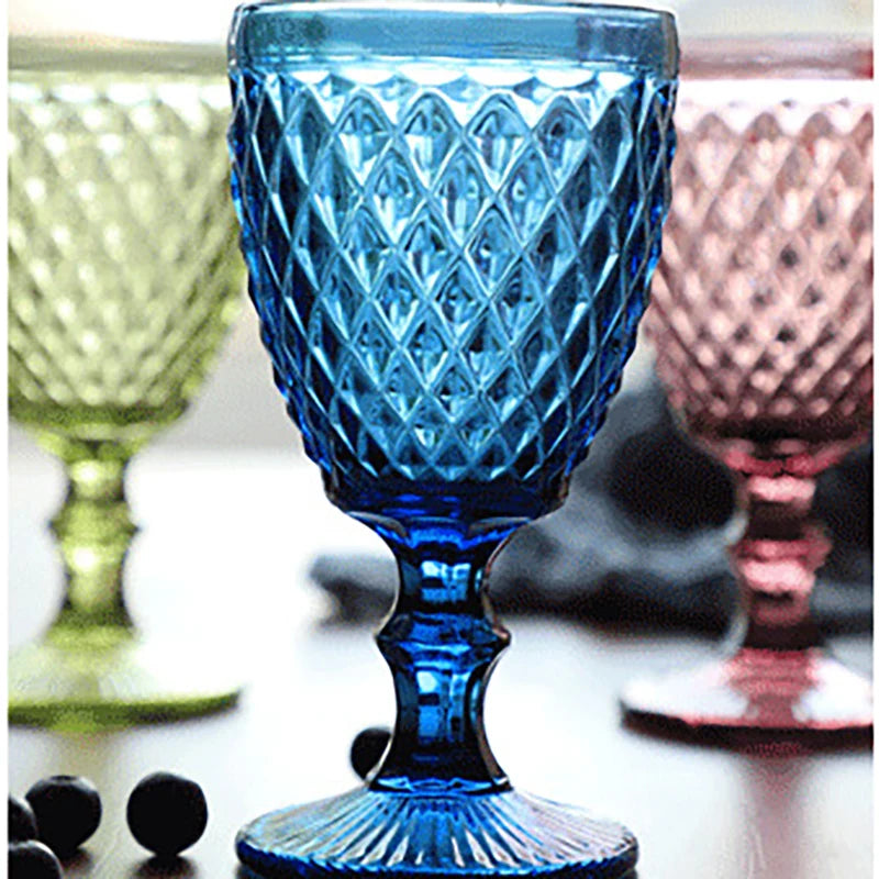 Retro Colored Wine Glass Champagne Glasses European Style Goblet Wedding Bar Decorative Stemware