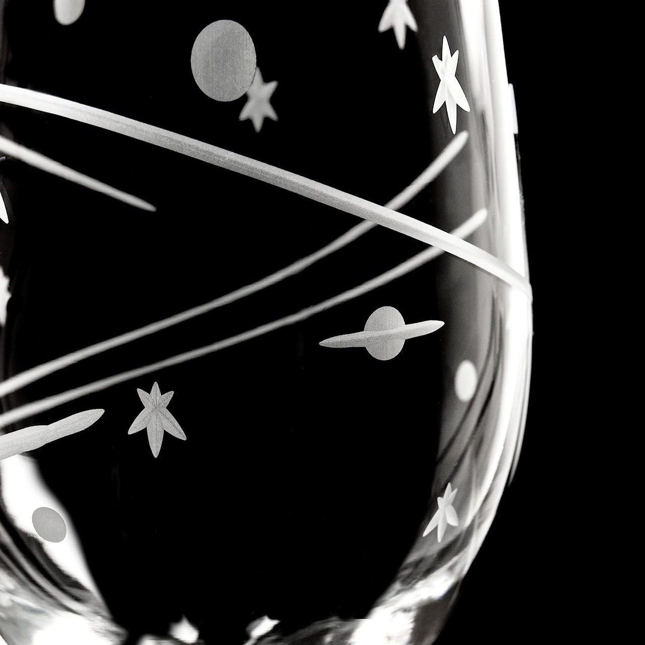 Space Stemless Wine Glass 17 Ounces | Lead-Free Glass | American Made Glass Design | Etched Tumbler Glasses | Planets and Stars - for the Space Enthusiast'S Thirst (Set of 4)