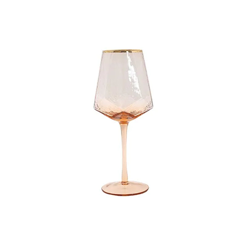 Glass Drinkware Geometric Wine Glass Cups Hammered Lead-Free Champagne Glass Gold Side Red Wine Goblet Glass Juice Water Glasses