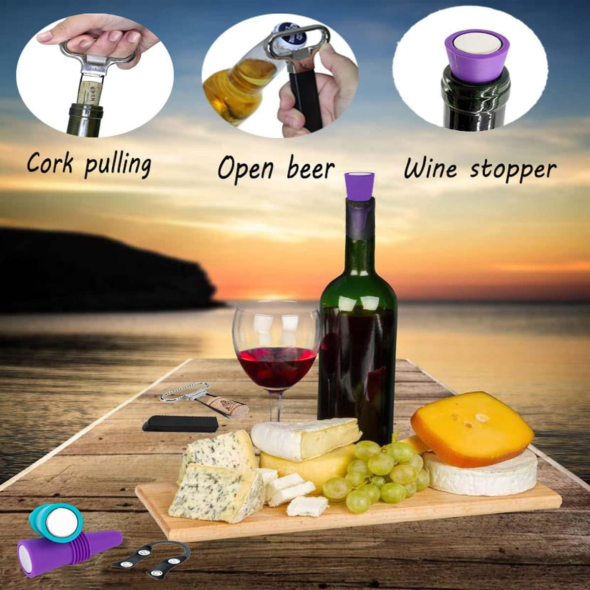 Wine Cork Extractor, Wine Corkscrew Beer Corkscrew Wine Cork, Professional Stainless Steel Two-Jaw Puller Extractor, Used to Open Wine Bottles and Antique Collections(Silver)