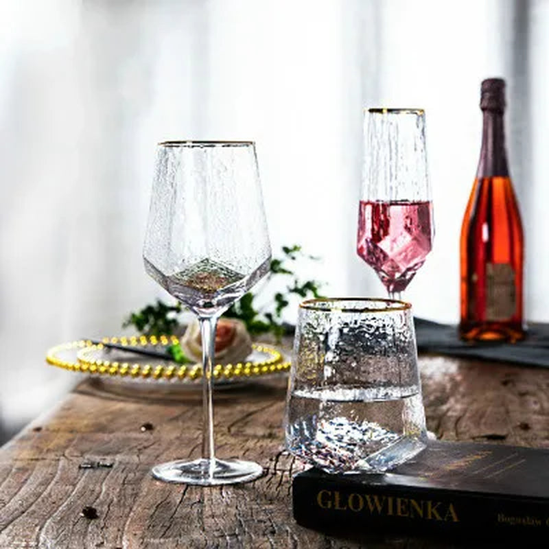 300-550Ml Creative Wine Glass Champagne Glass Wine Glass Hotel Home Simple Diamond Glass Goblet