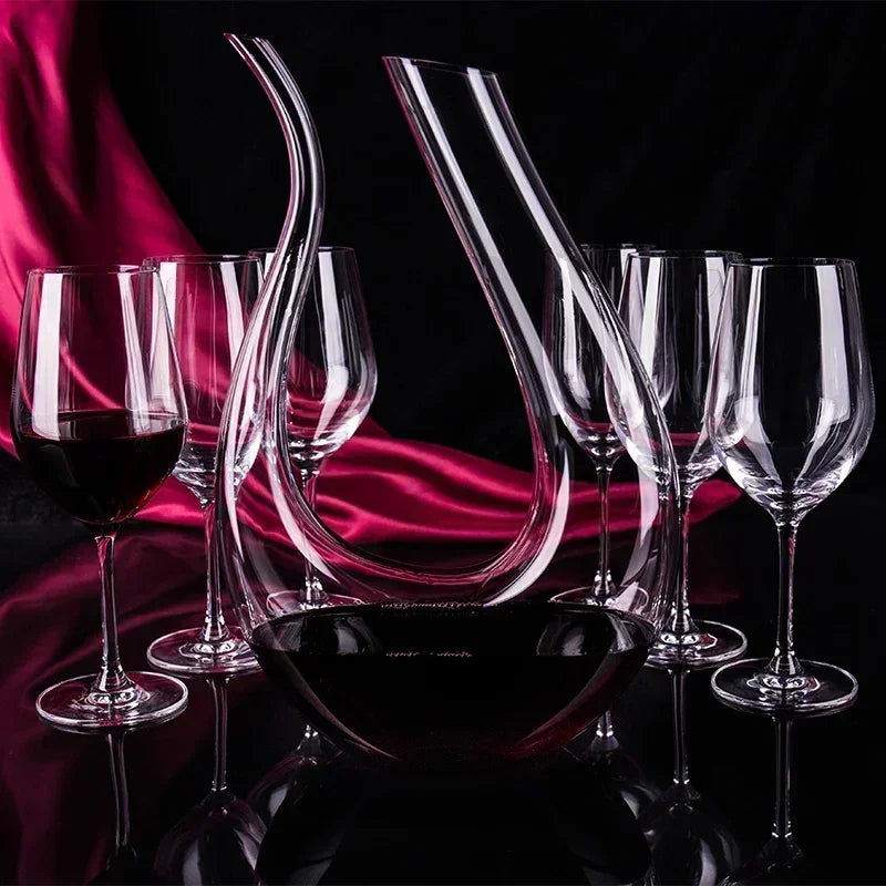 High Grade 1500ML Crystal U-Shaped Wine Decanter Gift Box Harp Swan Decanter Creative Wine Separator Wine Set Decanter Set