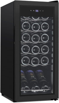 Thumbnail for 18 Bottle Wine Cooler Refrigerator, 1.76Cu.Ft Freestanding Compressor Wine Fridge, Auto Defrost Quiet Operation Single Zone Wine Cellar, 41F-64F Temperature Range for Red, White and Champagne Wine, ETL Listed