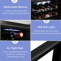 Thumbnail for 16 Bottle Wine Cooler Refrigerator, Freestanding Compressor Wine Chiller, Beverage Wine Fridge with Digital Temperature Control & Double-Layer Glass Door for Red White Wine, Champagne, Beer