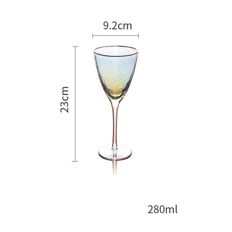 Lon-Plated Hammered Gold-Rimmed Glass Wine Glass Lead-Free Glass Champagne Glasses Cocktail Glass Wine Cup Drinkware Supply