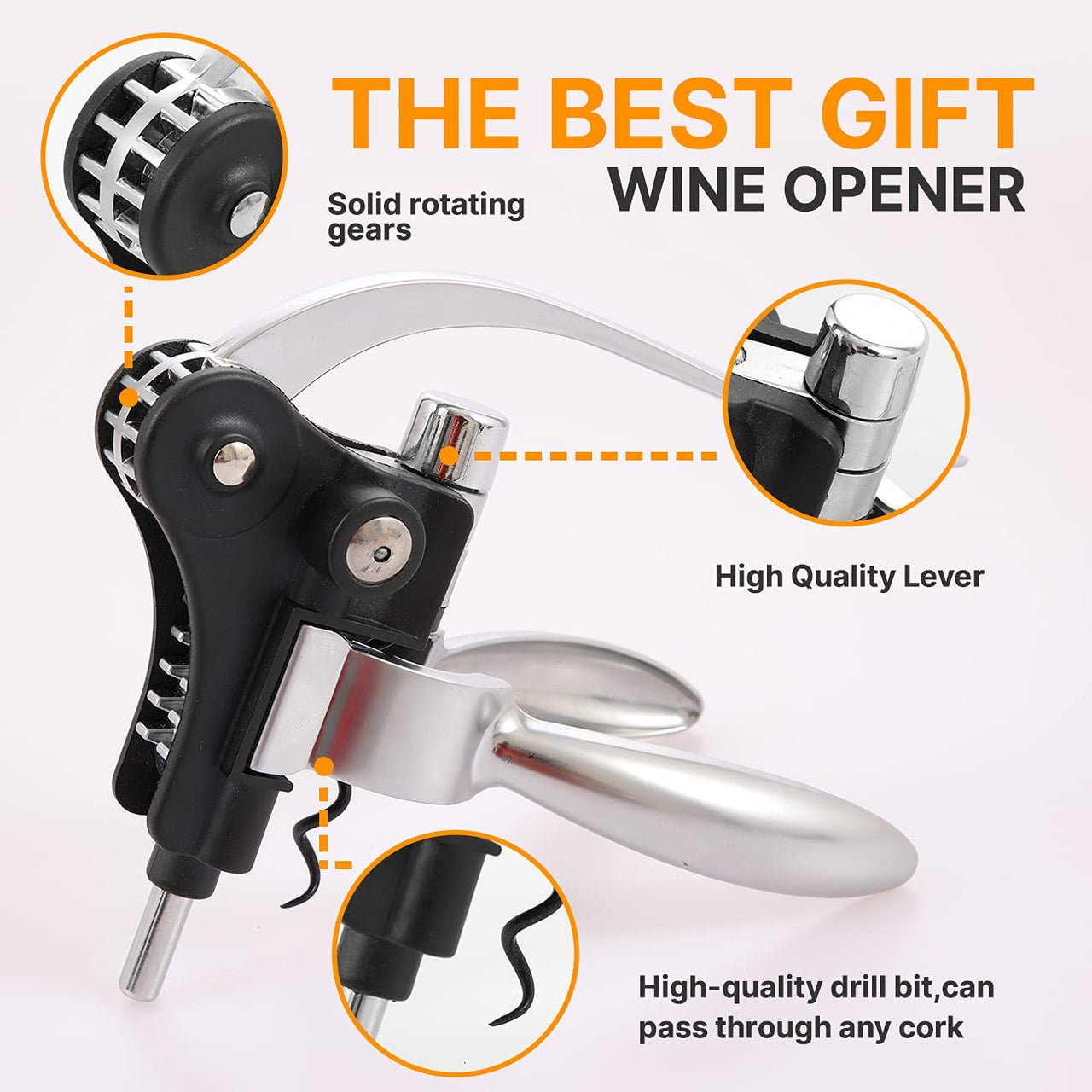 Wine Bottle Opener Wine Opener Set【2021 Upgraded】-Wine Corkscrew Kit with Foil Cutter, Corkscrew Holder,Extra Spiral, Suitable for Families and Parties.