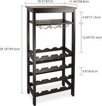 Thumbnail for Wine Rack with Glass Holder & Table Top, 16 Bottles Storage, Floor Free Standing Bamboo Display Shelves for Home, Kitchen, Pantry, Cellar, Bar (Espresso)