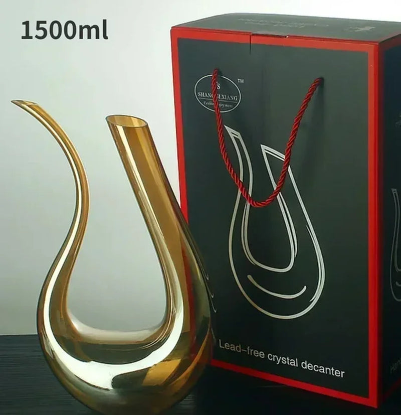 High Grade 1500ML Crystal U-Shaped Wine Decanter Gift Box Harp Swan Decanter Creative Wine Separator Wine Set Decanter Set