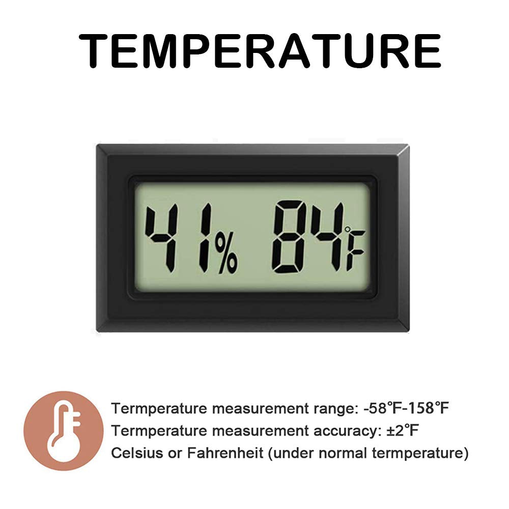 Mini Thermometer Hygrometer, Large Number Fahrenheit LCD Display Digital Temperature Humidity Meters Gauge Indoor for Greenhouse, Garden, Cellar, Fridge (5-Pack)