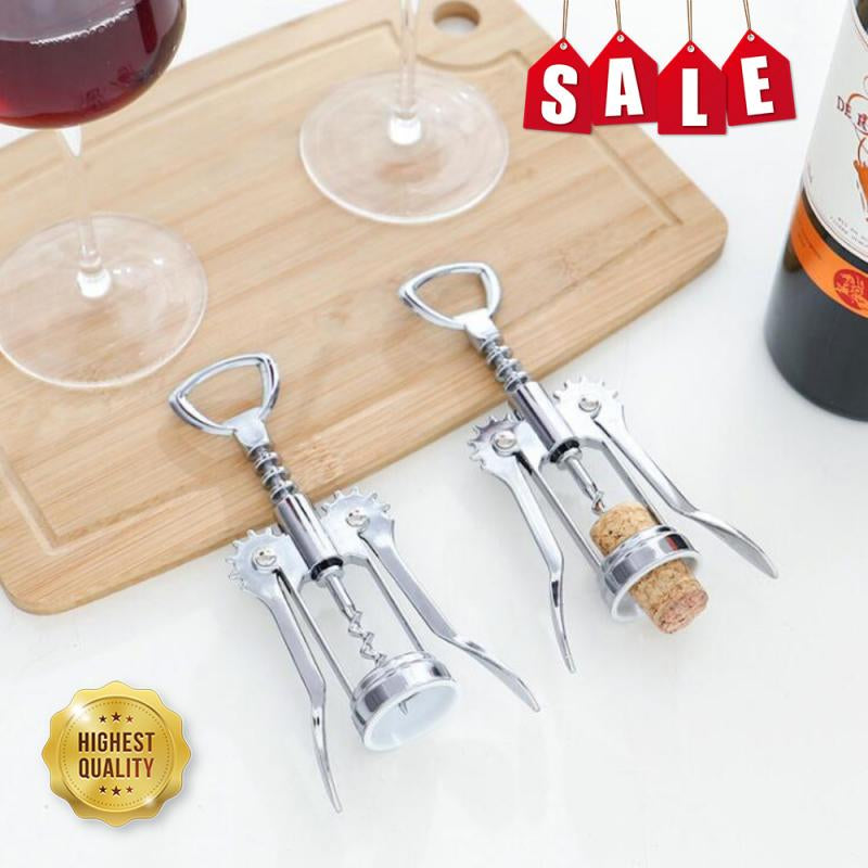 Portable Stainless Steel Red Wine Opener Wing Type Metal Wine Corkscrew Bottle Openers Corkscrews Wine Cork Remover Kitchen Bar