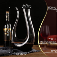 Thumbnail for Decanters for Wine,  Red Wine Decanter, Lead-Free Wine Decanters, U Shape Wine Decanter, Hand Blown Wine Decanters and Carafes, U Shape Design, 1.5L, Clear