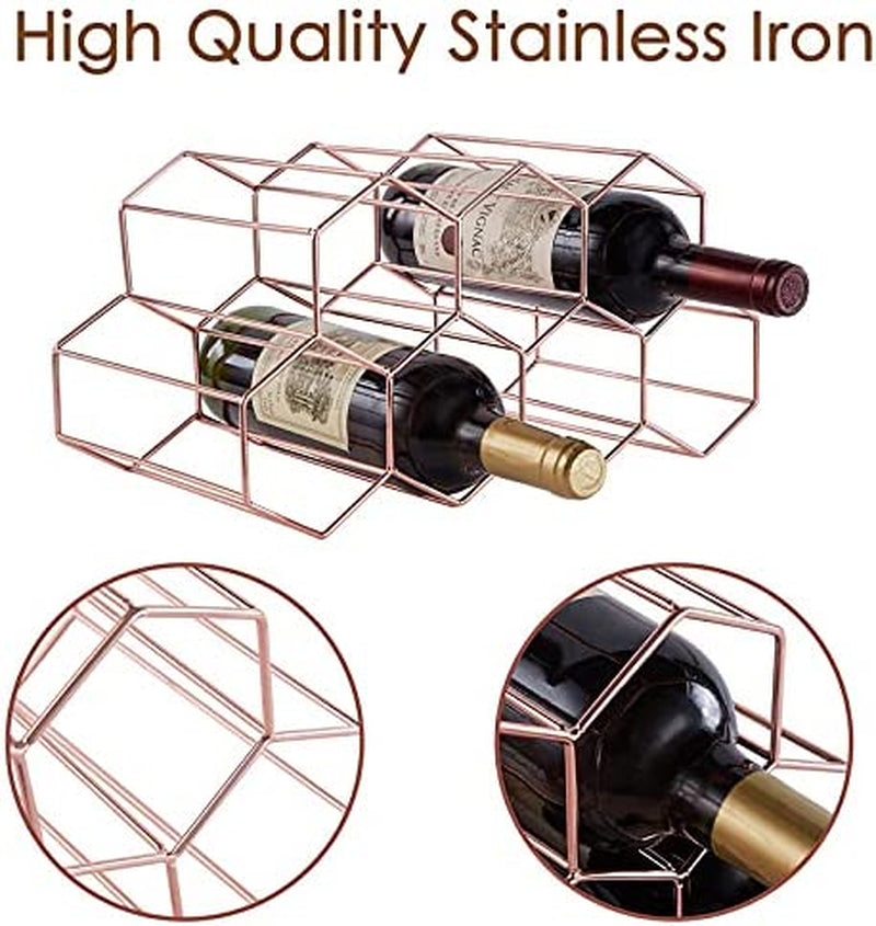 Countertop Wine Rack - 7 Bottle Holder for Wine Storage, Freestanding Wine Rack for Wine Cellar Bar Cabinet, Metal Tabletop Wine Holder with Modern Design,Stand Wine Rack for Kitchen