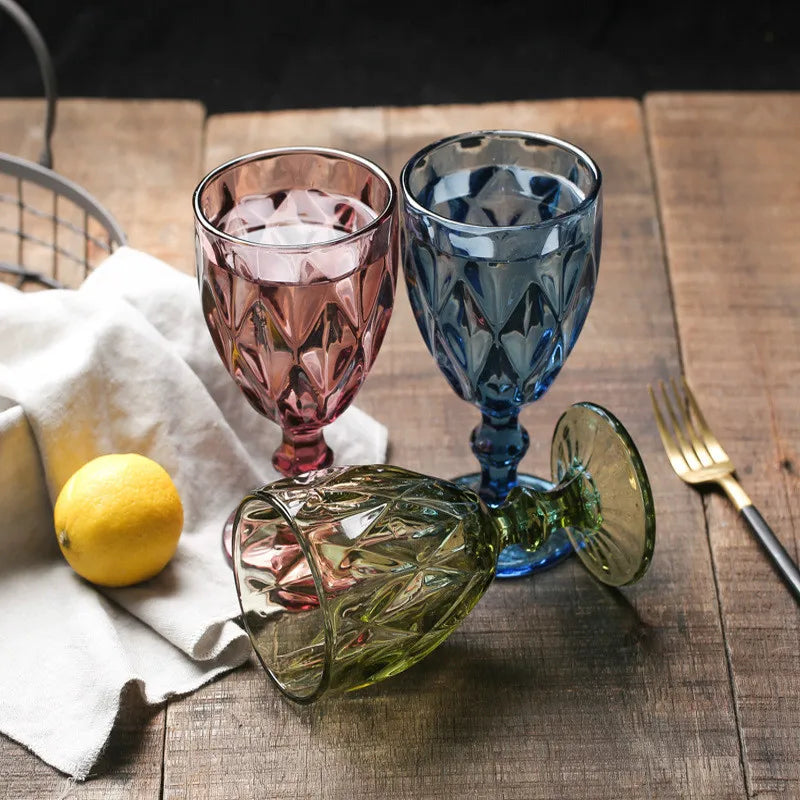 Retro Colored Wine Glass European Style Goblet Wedding Bar Decorative Stemware Hot Selling 2021