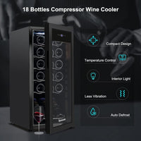 Thumbnail for 18 Bottle Wine Cooler Refrigerator, 1.76Cu.Ft Freestanding Compressor Wine Fridge, Auto Defrost Quiet Operation Single Zone Wine Cellar, 41F-64F Temperature Range for Red, White and Champagne Wine, ETL Listed