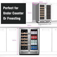 Thumbnail for 24 Inch Wine and Beverage Refrigerator, Built-In & Freestanding with Digital Control, Hold 20 Bottle and 50 Cans