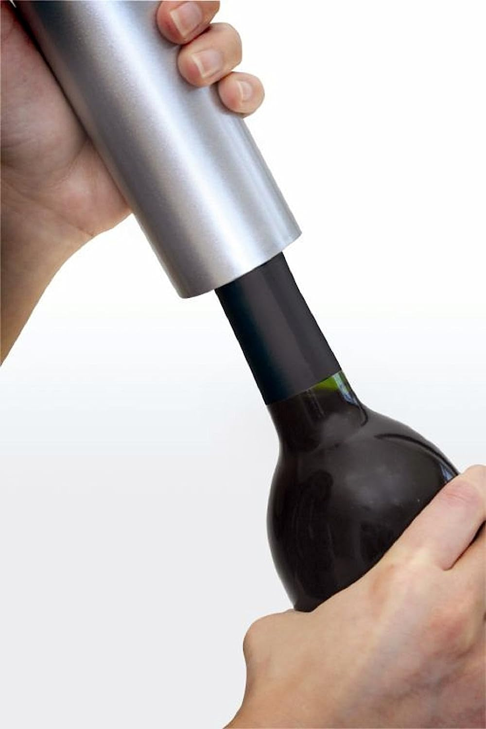 Pro Electric Bottle Opener with Wine Pourer, Stopper, Foil Cutter, and Elegant Recharging Stand, Silver