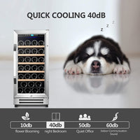 Thumbnail for 15 Inch Wine Cooler, Mini Wine Fridge 32 Bottle with Stainless Steel Refrigerator, Fit Red & White Wine, Built-In or Freestanding