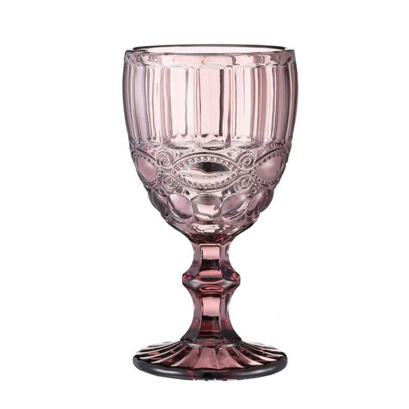 Retro Colored Wine Glasses Drink Water Cup with Multi-Color Diamond Pattern Goblet Glass