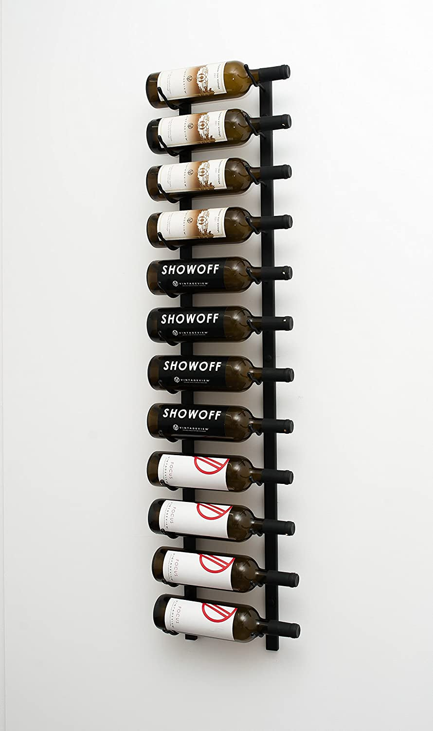 W Series Pro Wine Rack 4 - Metal Wall Mounted Wine Rack - Modern, Label Forward Wine Storage - Space Saving Wine Rack with 12 Bottle Storage Capacity (Matte Black)