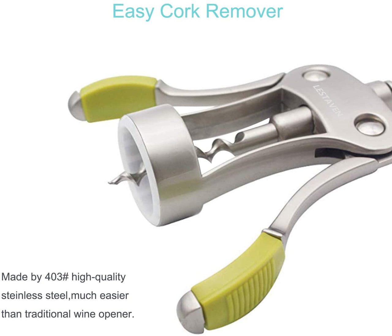 Stainless Steel Wing Corkscrew Wine Opener, Waiters Corkscrew Cork and Beer Cap Bottles Opener Remover, Used in Kitchen Restaurant Chateau and Bars