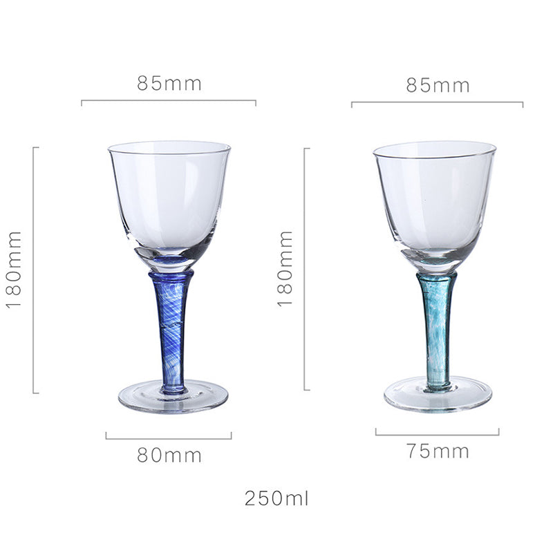 1Pcs Vintage Cocktail Glasses Creative Glass Wine Glasses Home Green Blue Goblet Tulip Glass Red Wine Glass