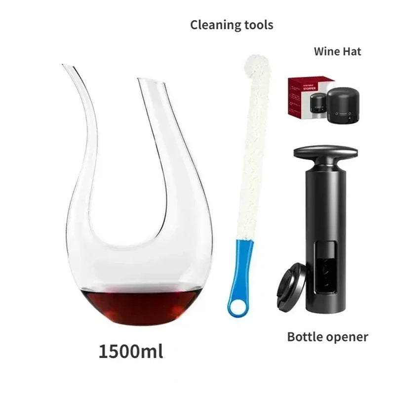 High Grade 1500ML Crystal U-Shaped Wine Decanter Gift Box Harp Swan Decanter Creative Wine Separator Wine Set Decanter Set