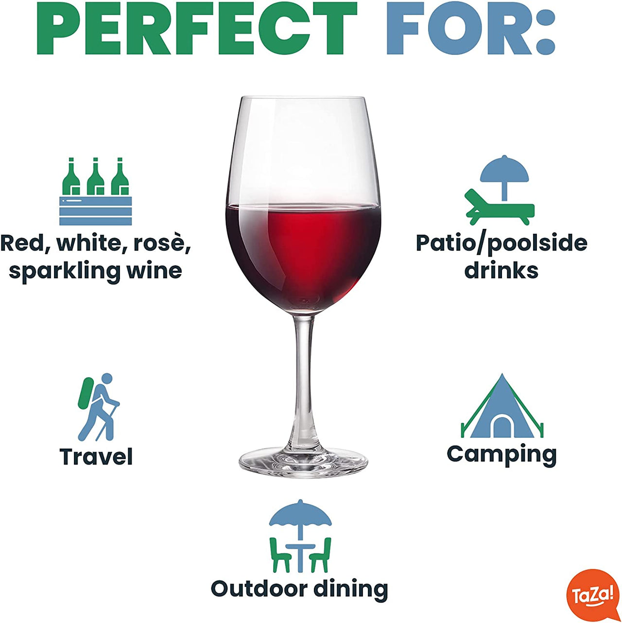 Outdoor Plastic Wine Glasses with Stem (20Oz) | Unbreakable Tritan Wine Glasses Shatterproof Wine Glasses for Pool, Beach, Travel, Camping, or Picnic | Set of 4