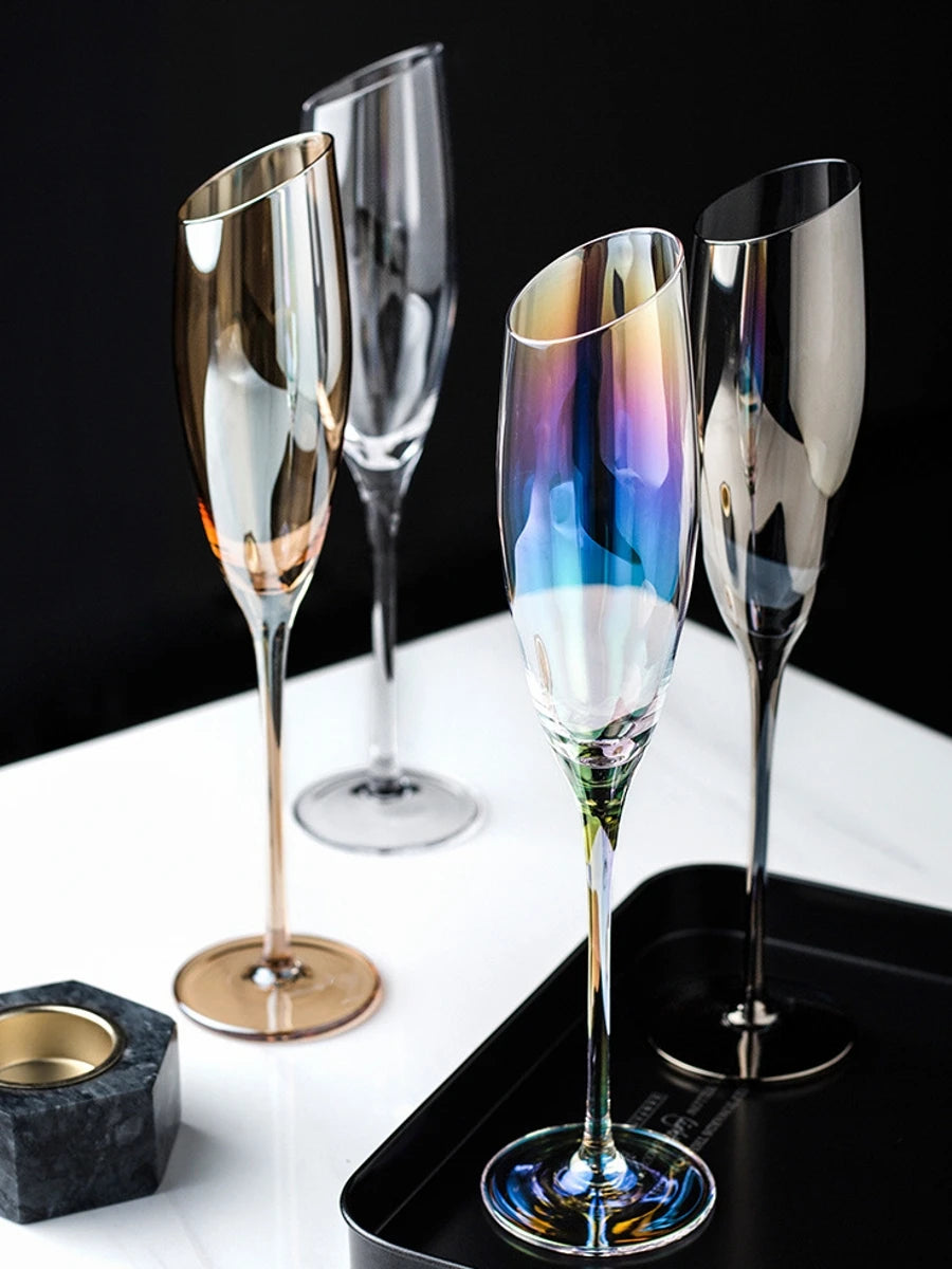 Jinyoujia-Rainbow Wine Glass, Lon Plated, Gradual Change, Seven Color Goblet, Northern Europe, Dazzle, Cup, Champagne, Red Wine