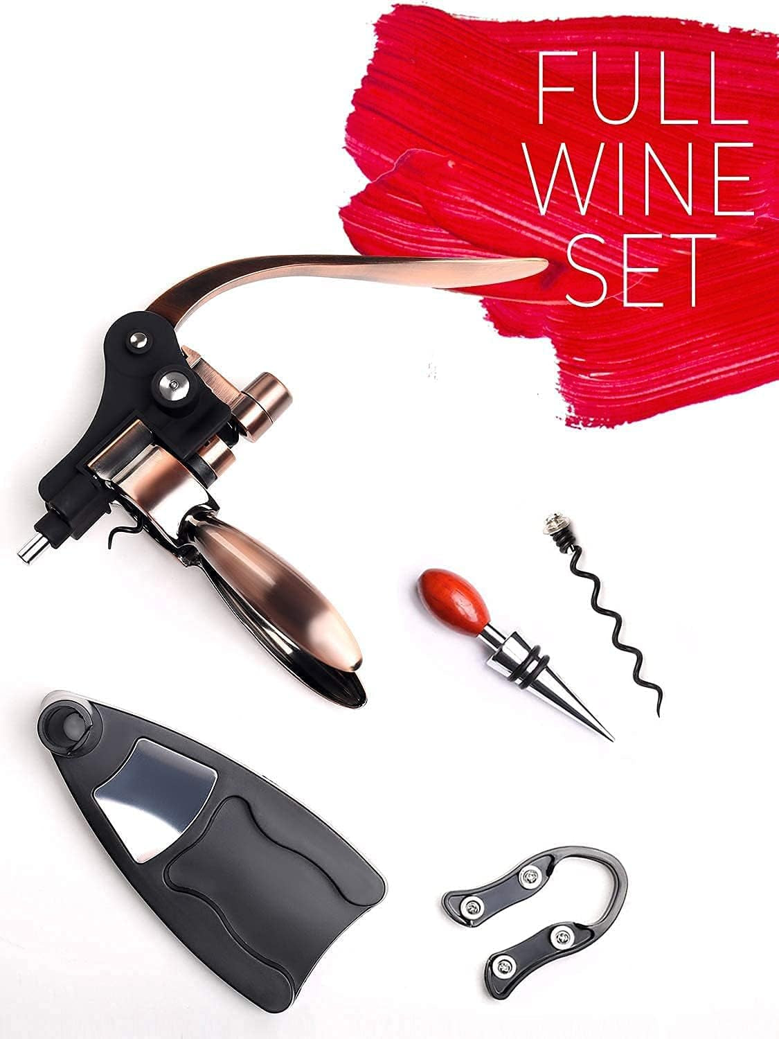 Wine Corkscrew Opener Set Legend Bottle Opener Wine Opener Wine Accessories Opener Wine Corkscrew Opener Lever Cork Wine Kit: with Foil Cutter,Wine Stopper and Extra Spiral (Bronze2021)