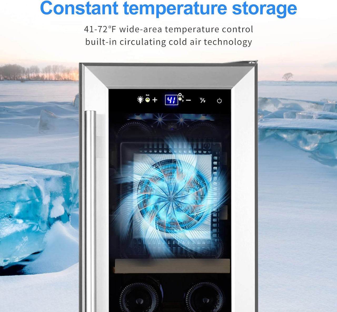 12" Wine Cooler Refrigerator 18 Bottle Wine Fridge Built-In/Freestanding with Stainless Steel & Double-Layer Tempered Glass Door Compressor Fast Cooling Low Noise and No Fog Mini Fridge