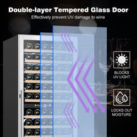 Thumbnail for 24 Inch Wine Fridge Dual Zone, 154 Bottle Wine Cooler Refrigerator with Stainless Steel and Professional Compressor, Fast Cooling Low Noise and No Fog Built-In or Freestanding