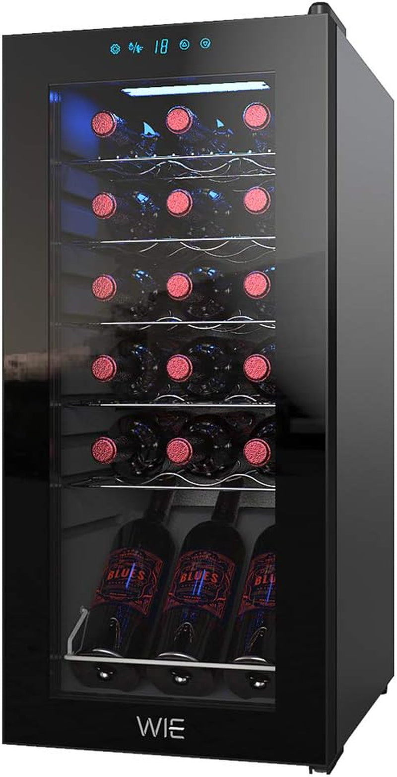 Wine Cooler 18 Bottle Refrigerator Wine Fridge Compressor for Home Freestanding Wine Cellars White Red Digital Control Auto-Defrost Double-Layer Glass Door 41°F-64°F Cooling Wine Refrigerator