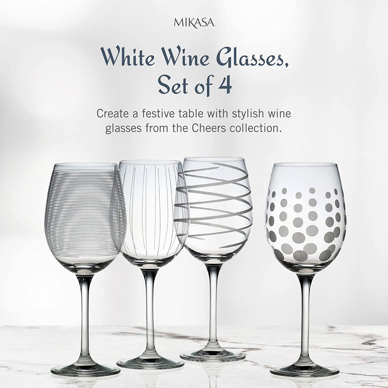 SW910-403 Cheers White Wine Glasses, Set of 4, 16-Ounce Wine Glasses - SW910-403