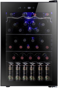 Thumbnail for 36 Bottle Wine Cooler/Cabinet Beveragerefrigerator Small Mini Wine Cellar Beer Soda Bar Fridge Quiet Operation Compressor Adjust Temperature Freestanding Black, 4.4 Cu. Ft