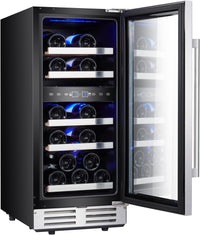 Thumbnail for 29 Bottle Compressor Wine Cooler Refrigerator, 15 Inch Wine Fridge Freestanding Dual Zone for Home, Kitchen and Bar, Digital Temperature Control