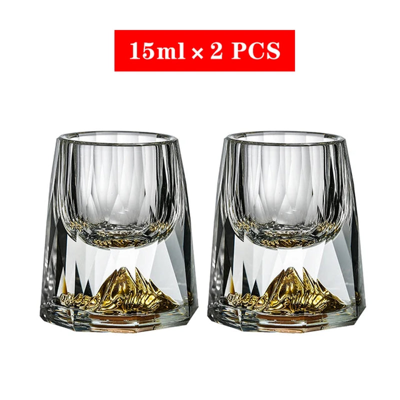 Crystal Glass Shochu Glass Vodka Glass Bar Bullet Glass Liqueur Shot Glass Double Bottom Gold Foil Glass Tea Cup Gold Wine Glass