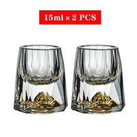 Thumbnail for Crystal Glass Shochu Glass Vodka Glass Bar Bullet Glass Liqueur Shot Glass Double Bottom Gold Foil Glass Tea Cup Gold Wine Glass